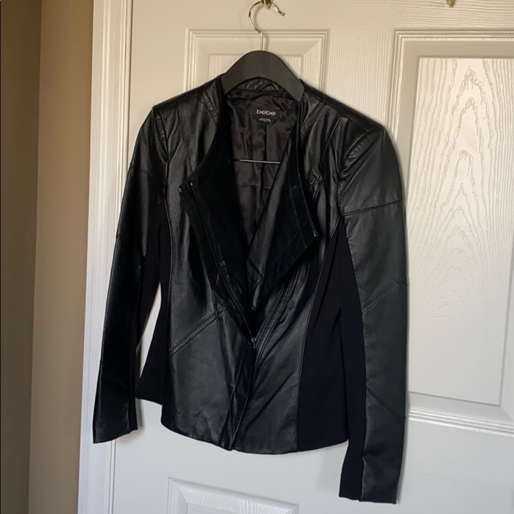 Bebe Black genuine leather blazer small